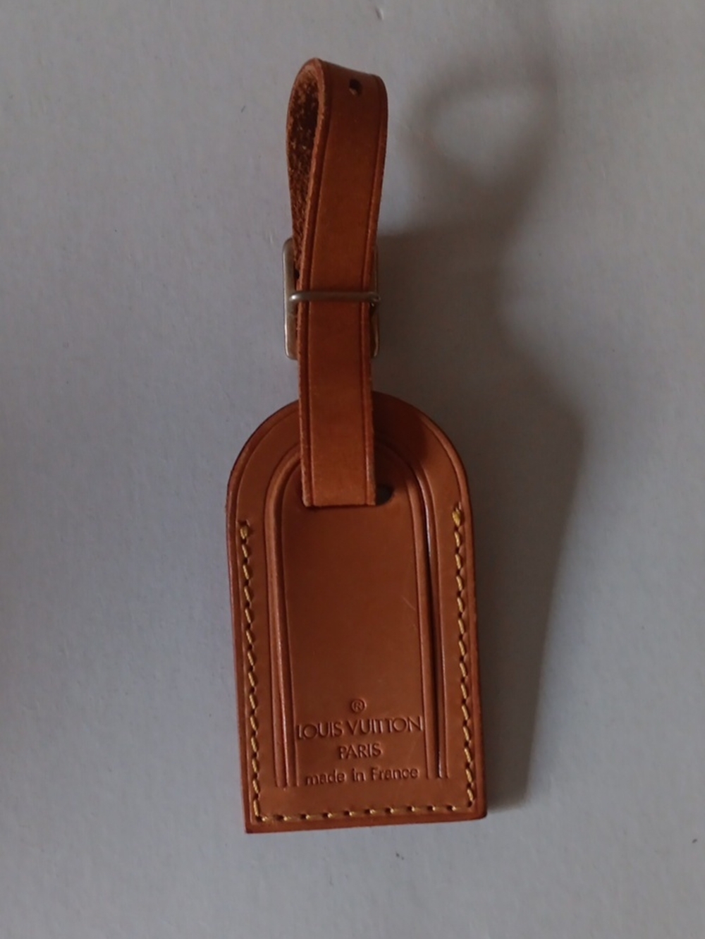 Louis Vuitton Tan Leather Luggage Tag with Strap
